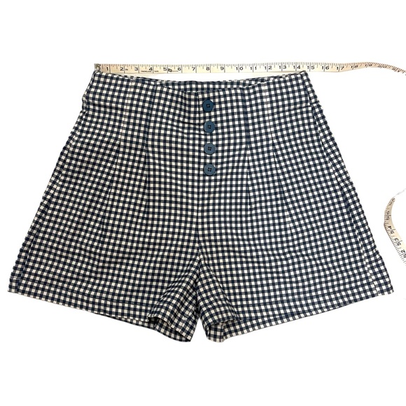 SOLD 🔴 Shinestar high waisted shorts size L W29 gingham vichy print blue white - Picture 8 of 13
